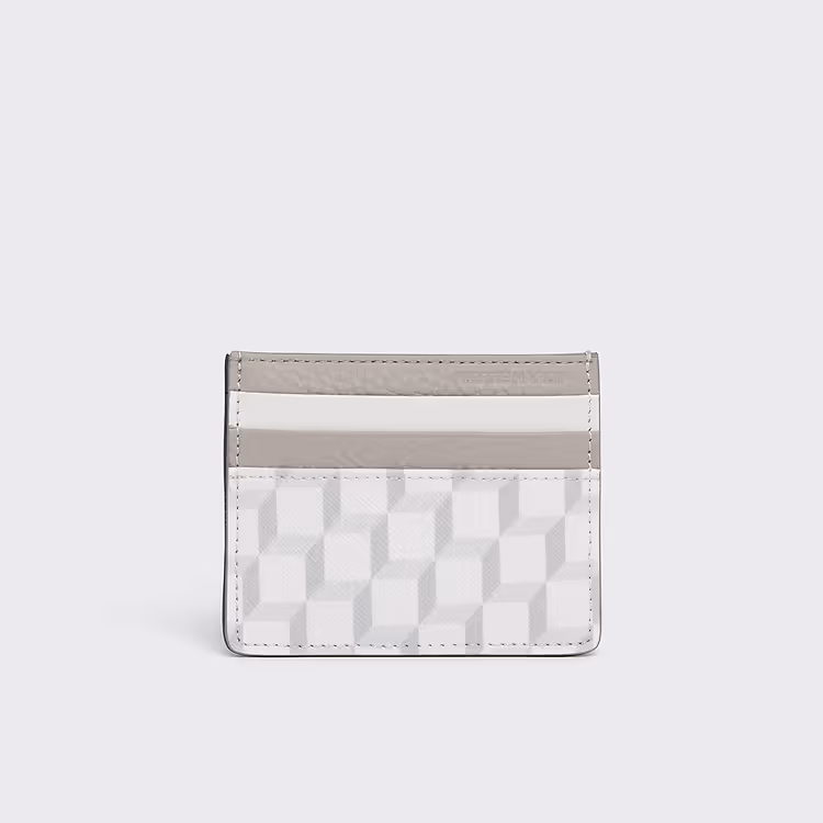 pierre hardy PORTE-CARTES Toile enduite Cube Perspective blanc & gris clair