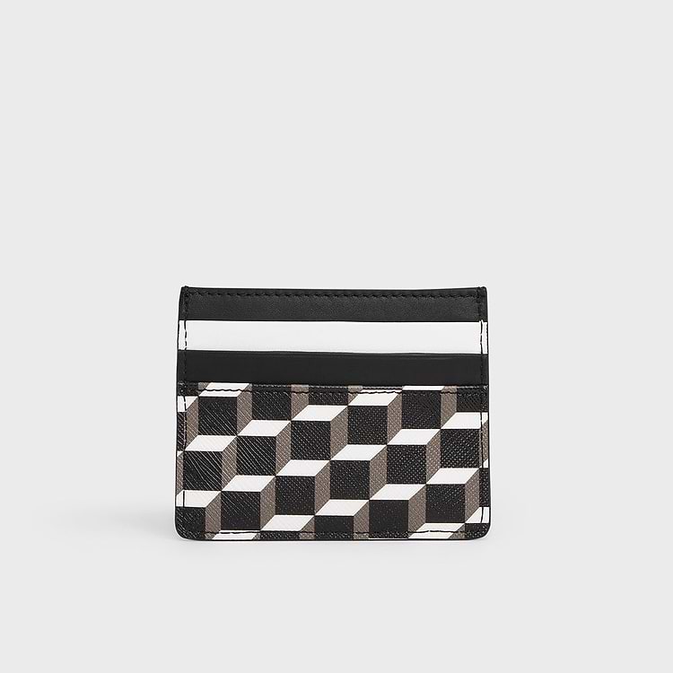 Pierre Hardy PORTE-CARTES Toile Enduite Cube Perspective Noir & Blanc