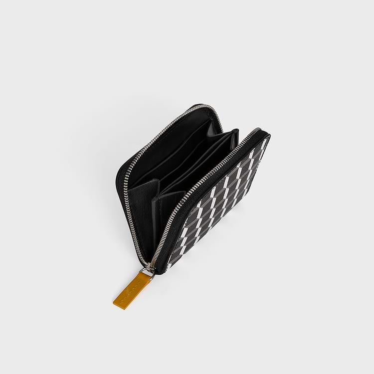Pierre Hardy PORTE MONNAIE GINZA Toile Enduite Cube Et Cuir De Veau Jaune