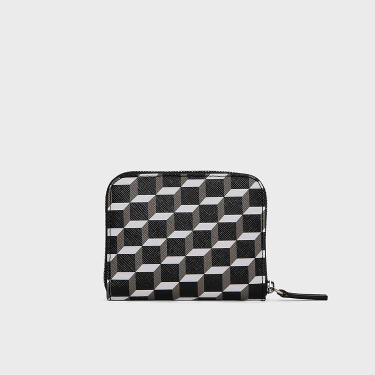 Pierre Hardy PORTE MONNAIE GINZA Toile Enduite Cube Et Cuir De Veau Noir