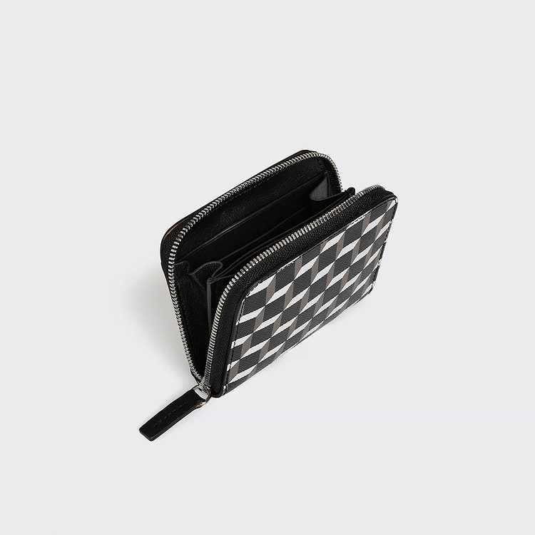 Pierre Hardy PORTE MONNAIE GINZA Toile Enduite Cube Et Cuir De Veau Noir