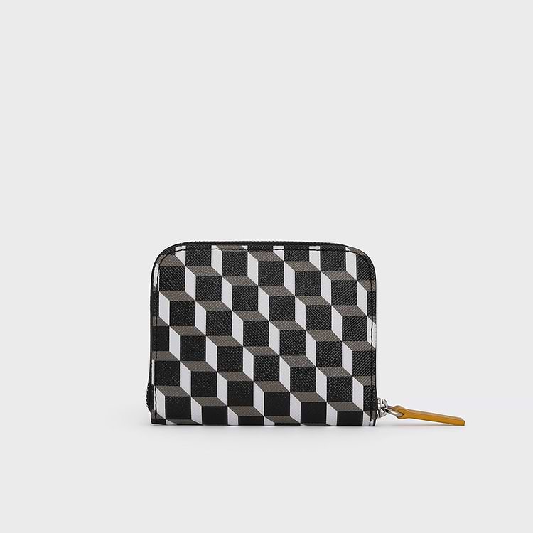 Pierre Hardy PORTE MONNAIE GINZA Toile Enduite Cube Et Cuir De Veau Jaune