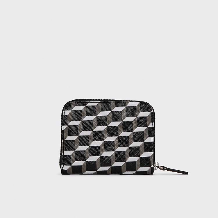 Pierre Hardy PORTE MONNAIE GINZA Toile Enduite Cube Et Cuir De Veau Camel