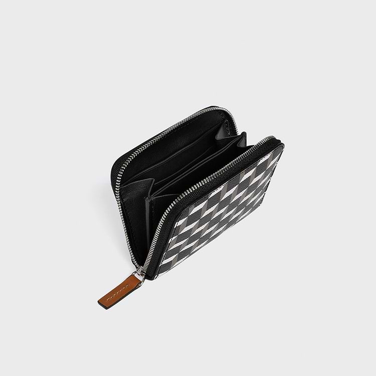 Pierre Hardy PORTE MONNAIE GINZA Toile Enduite Cube Et Cuir De Veau Camel