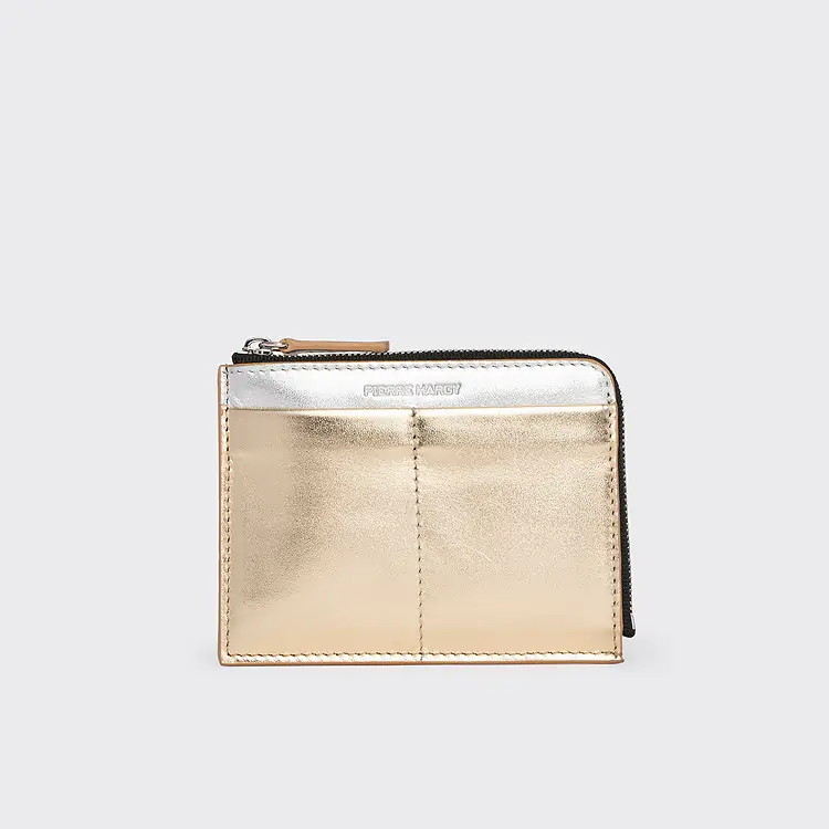 pierre hardy PORTE MONNAIE VALOIS Cuir d'agneau métallisé champagne et argenté