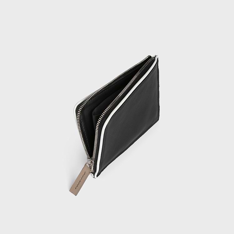 Pierre Hardy PORTE MONNAIE VALOIS Cuir De Veau Noir & Cuir De Chèvre Orange