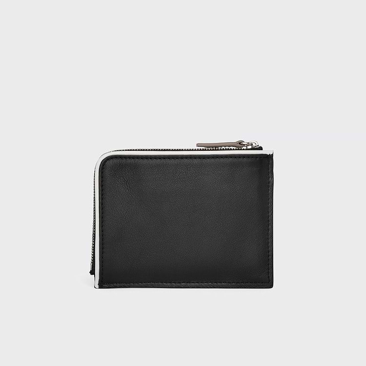 Pierre Hardy PORTE MONNAIE VALOIS Cuir De Veau Noir & Cuir De Chèvre Orange