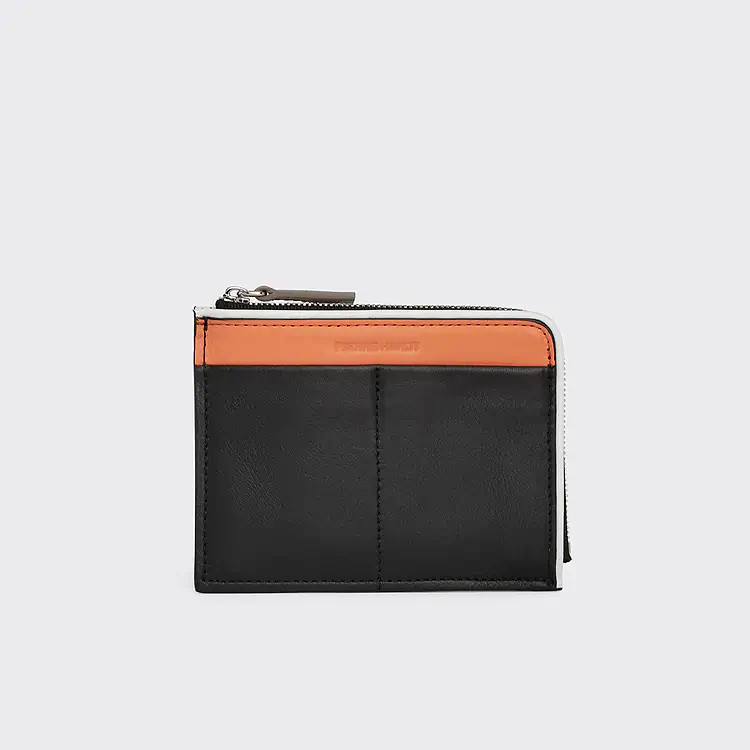 pierre hardy PORTE MONNAIE VALOIS Cuir de veau noir & cuir de chèvre orange
