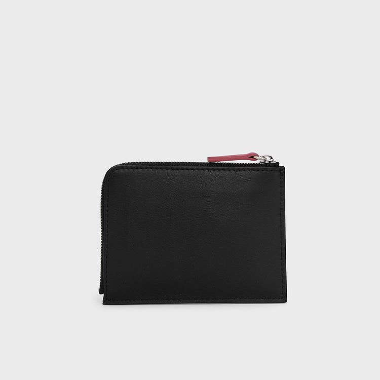 Pierre Hardy PORTE MONNAIE VALOIS Cuir De Veau Noir Et Fruits Rouge