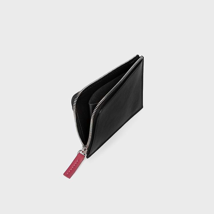 Pierre Hardy PORTE MONNAIE VALOIS Cuir De Veau Noir Et Fruits Rouge