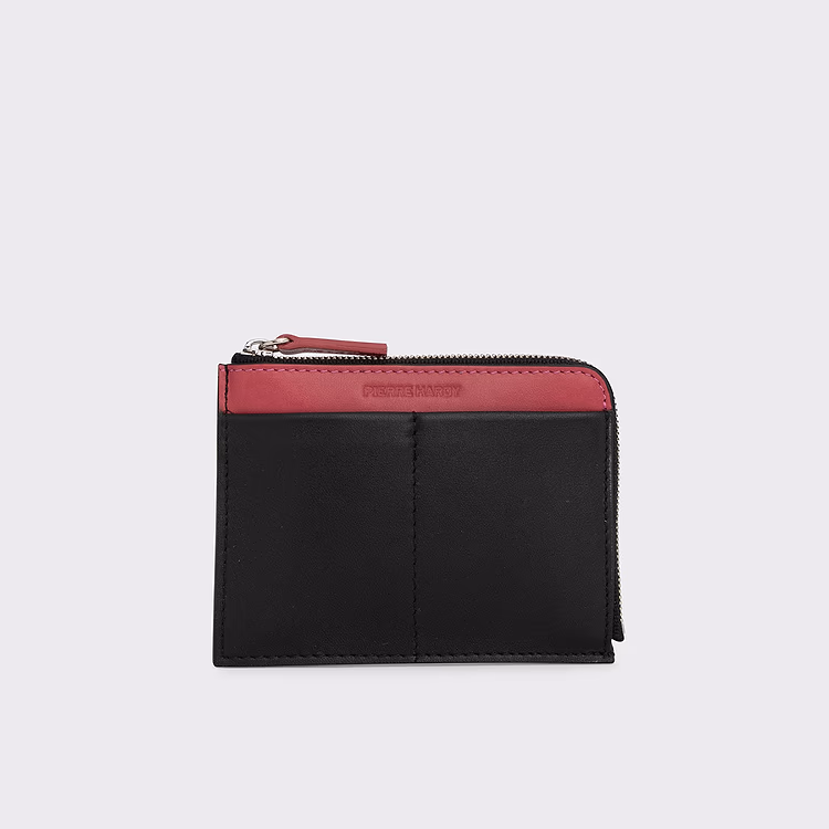 pierre hardy PORTE MONNAIE VALOIS Cuir de veau noir et fruits rouge
