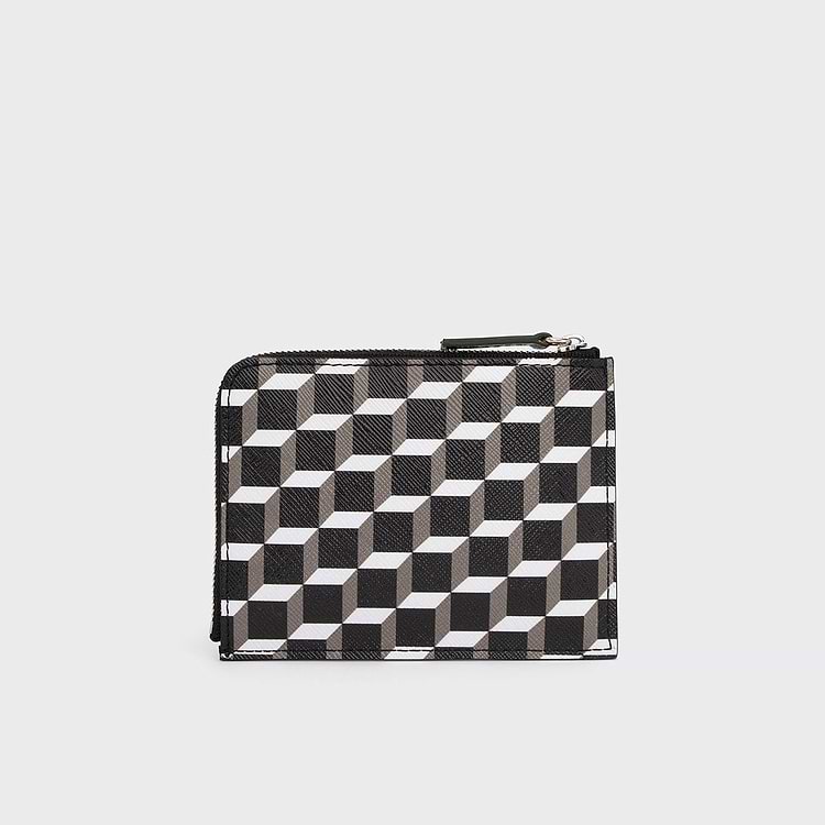 Pierre Hardy PORTE MONNAIE VALOIS Toile Enduite Cube Et Cuir De Veau Vert