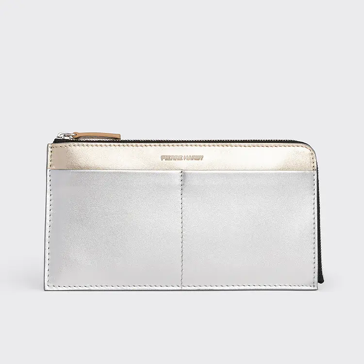 pierre hardy PORTEFEUILLE PALATINE Cuir d'agneau métallisé champagne et argenté