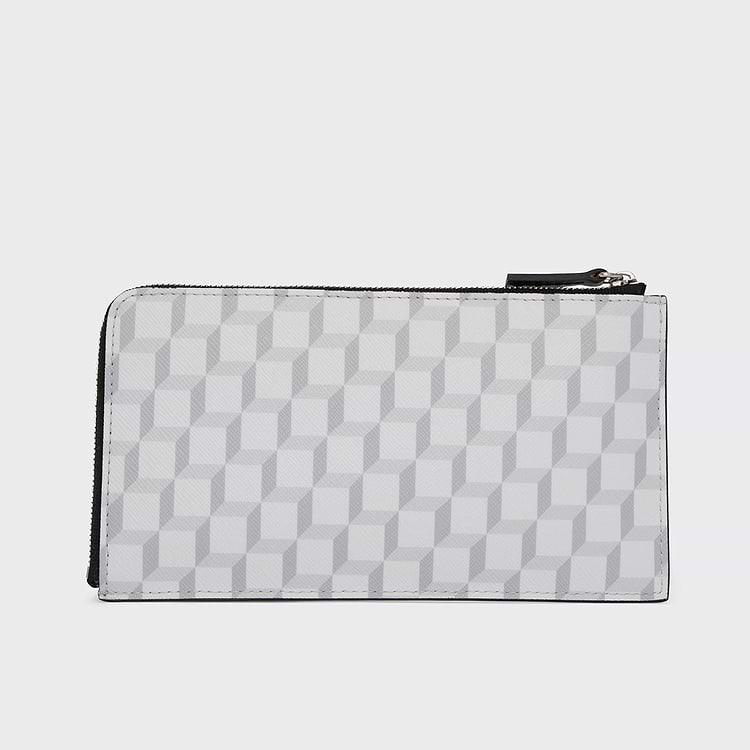 Pierre Hardy PORTEFEUILLE PALATINE Toile Enduite Cube Blanc Et Cuir De Chevreau Grainé Blanc