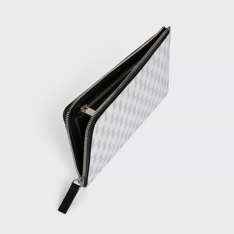 Pierre Hardy PORTEFEUILLE PALATINE Toile Enduite Cube Blanc Et Cuir De Chevreau Grainé Blanc