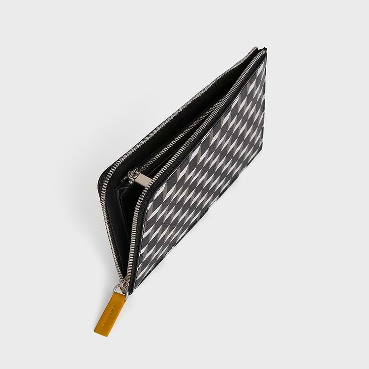 Pierre Hardy PORTEFEUILLE PALATINE Toile Enduite Cube Et Cuir De Veau Jaune