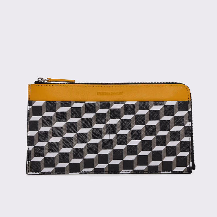 pierre hardy PORTEFEUILLE PALATINE Toile enduite Cube et cuir de veau jaune
