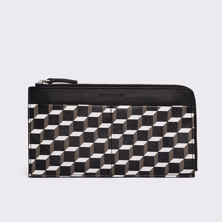 pierre hardy PORTEFEUILLE PALATINE Toile enduite Cube et cuir de veau noir