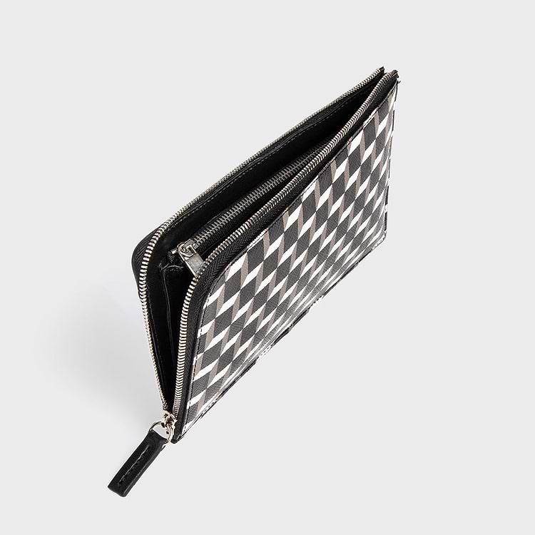 Pierre Hardy PORTEFEUILLE PALATINE Toile Enduite Cube Et Cuir D'agneau Camel