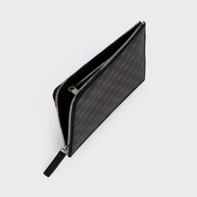 Pierre Hardy PORTEFEUILLE PALATINE Toile Enduite Cube Noir Et Cuir D'agneau Noir