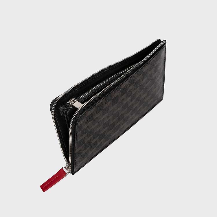 Pierre Hardy PORTEFEUILLE PALATINE Toile Enduite Cube Noir Et Cuir De Veau Rouge