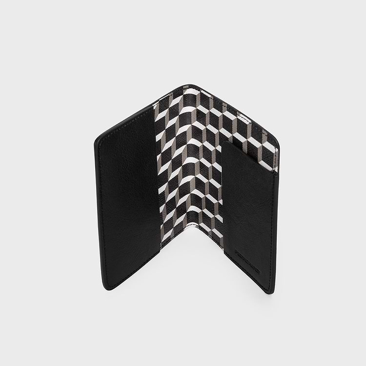 Pierre Hardy PROTÈGE-PASSEPORT Toile Enduite Cube Et Cuir De Veau Noir