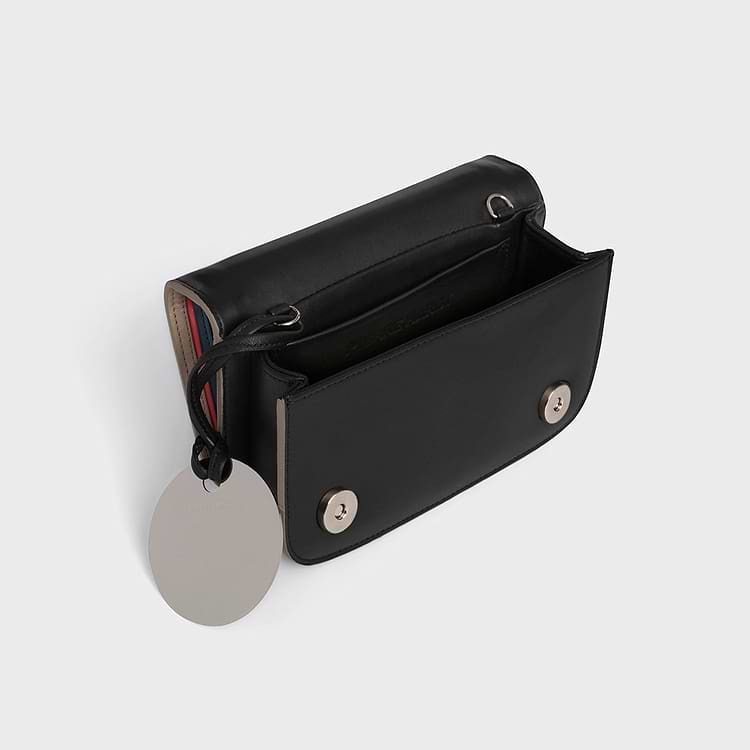 Pierre Hardy SAC À MAIN ALPHA Cuir D'agneau Noir Cuir De Veau Taupe & Cuir De Chèvre Framboise Et Bleu Ciel