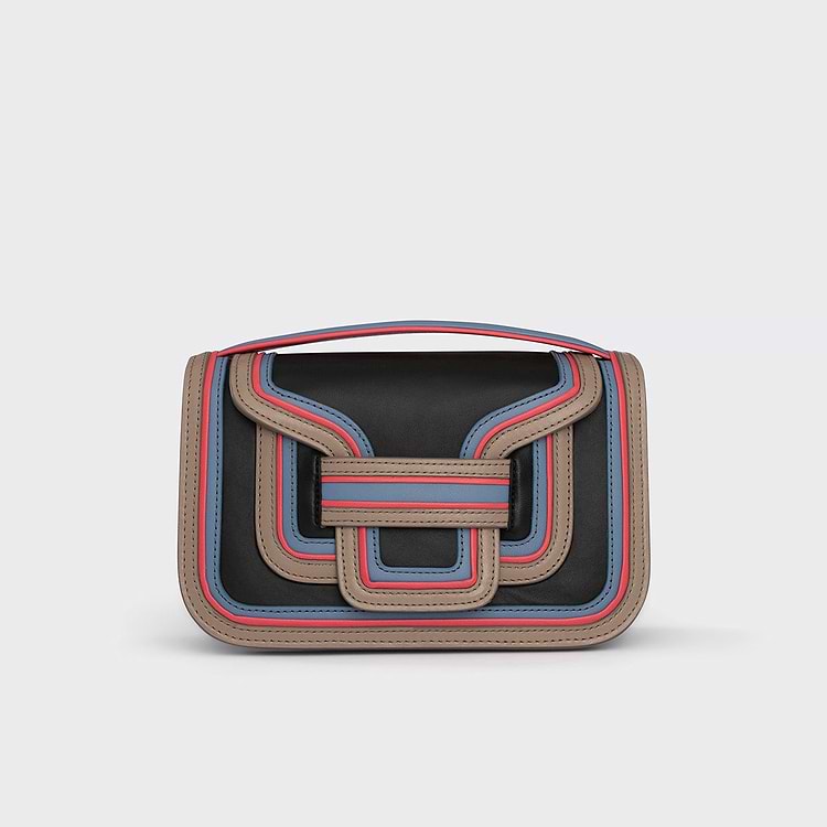 Pierre Hardy SAC À MAIN ALPHA Cuir D'agneau Noir Cuir De Veau Taupe & Cuir De Chèvre Framboise Et Bleu Ciel