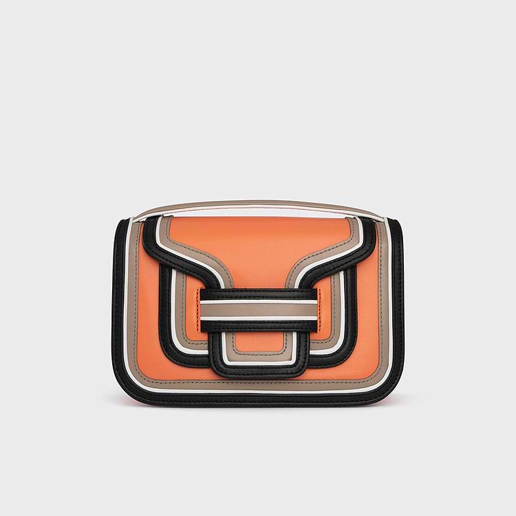 Pierre Hardy SAC À MAIN ALPHA Cuir De Chèvre Orange Cuir De Veau Taupe & Cuir D'agneau Noir