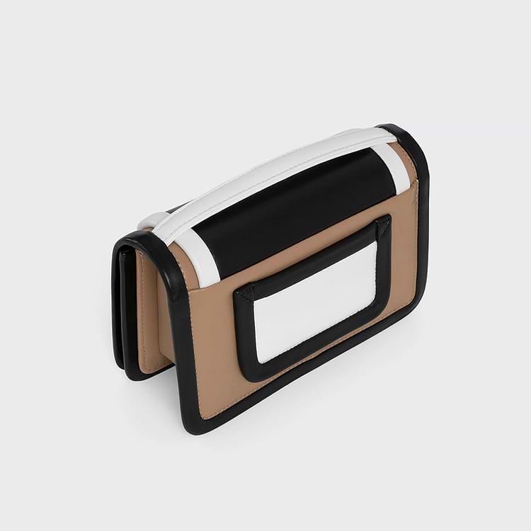 Pierre Hardy SAC À MAIN ALPHA Cuir De Veau Cappuccino Et Blanc Et Cuir D'agneau Noir