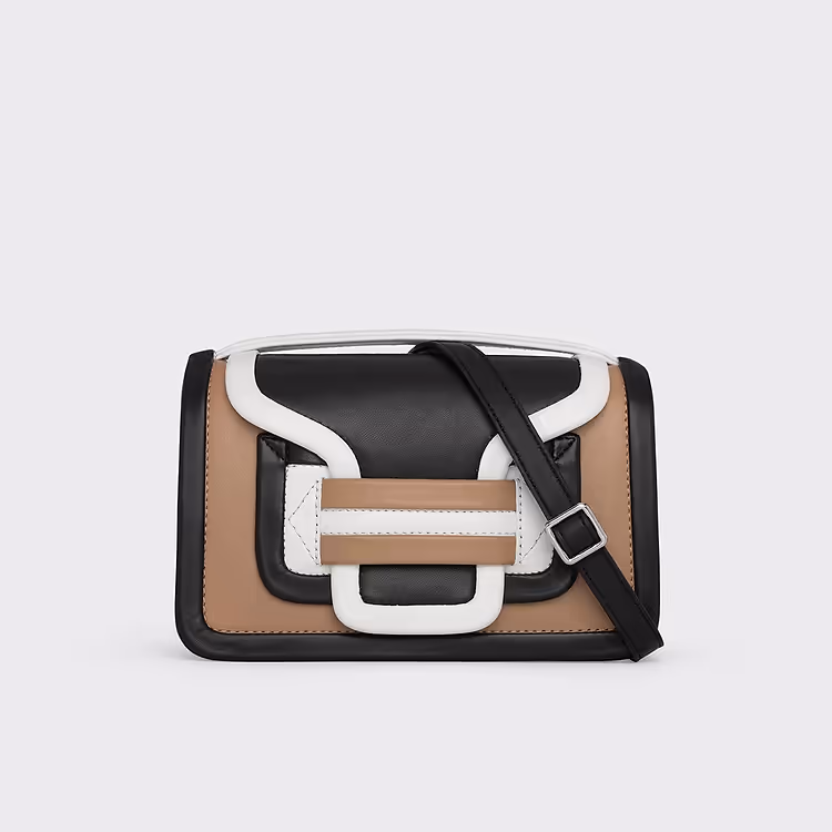 pierre hardy SAC À MAIN ALPHA Cuir de veau cappuccino et blanc et cuir d'agneau noir