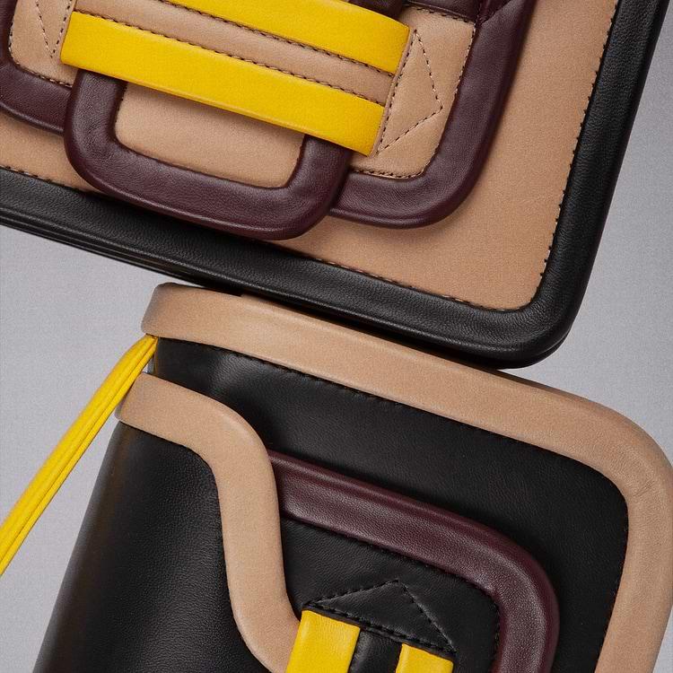 Pierre Hardy SAC À MAIN ALPHA MAXI Cuir D'agneau Noir Beige & Jaune