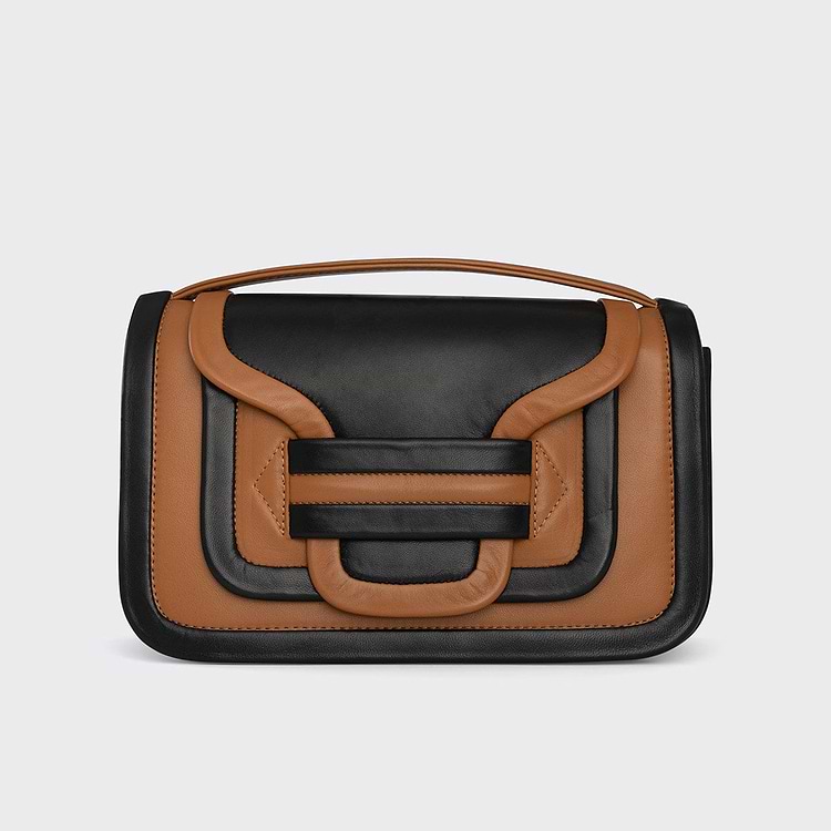 Pierre Hardy SAC À MAIN ALPHA MAXI Cuir De Veau Cognac Et Cuir D'agneau Noir