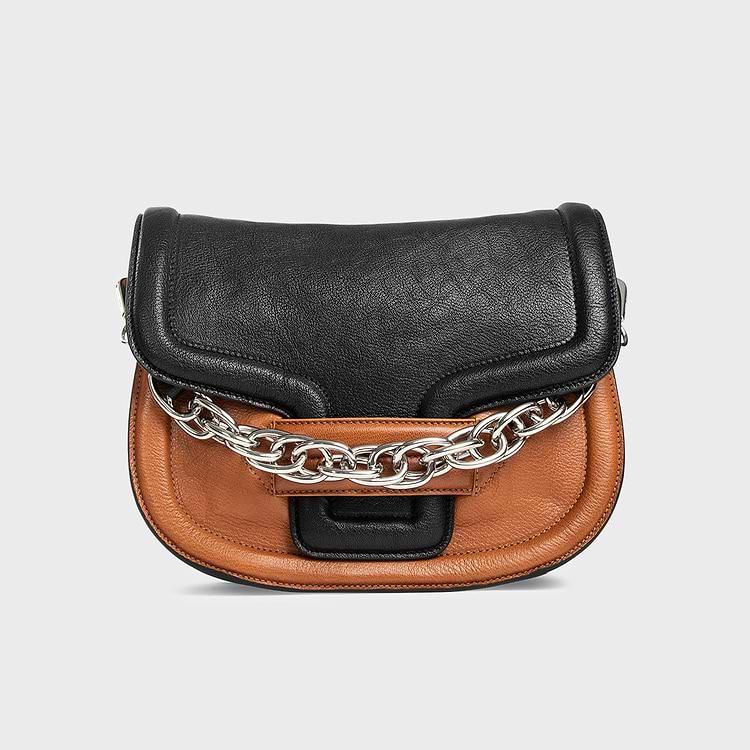 Pierre Hardy SAC À MAIN ALPHAVILLE Cuir De Chèvre Grainé Noir & Camel