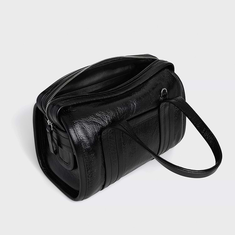 Pierre Hardy SAC À MAIN MINI CAB Cuir De Veau Grainé Verni Noir