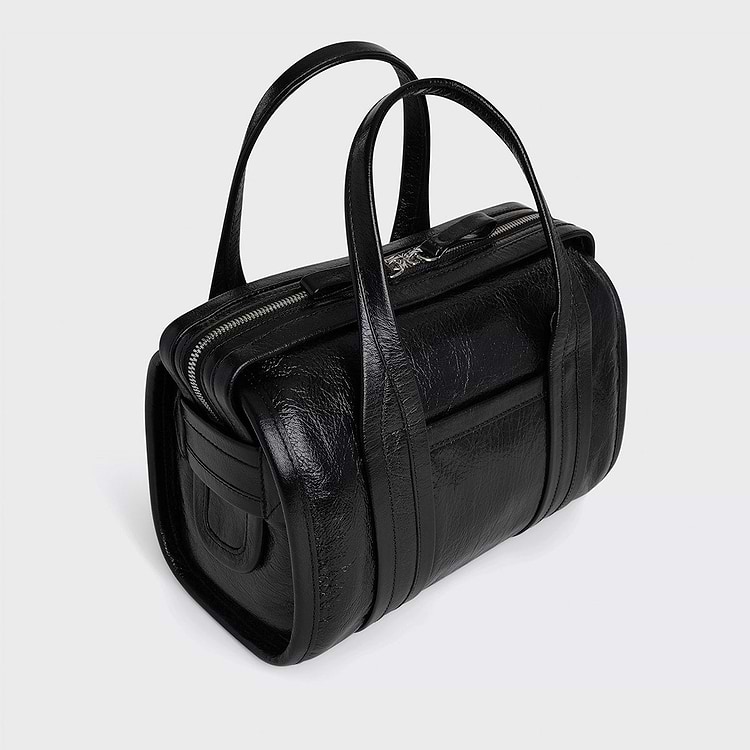 Pierre Hardy SAC À MAIN MINI CAB Cuir De Veau Grainé Verni Noir