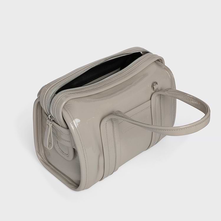 Pierre Hardy SAC À MAIN MINI CAB Cuir De Veau Verni Blanc Cassé