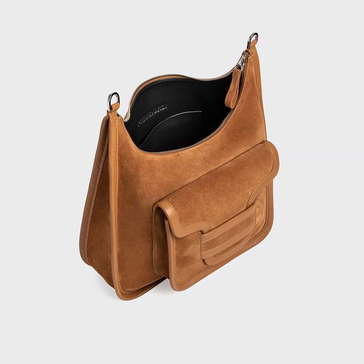 Pierre Hardy SAC ALPHA DAY Veau Velours Camel Et Cuir De Veau Grainé Cognac