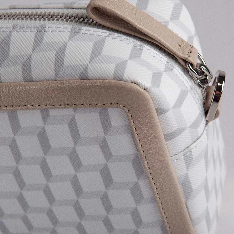 Pierre Hardy SAC MAXI CUBE BOX Toile Enduite Cube Blanche Et Cuir De Chevreau Grainé Blanc