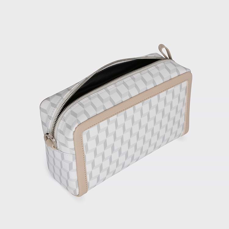 Pierre Hardy SAC MAXI CUBE BOX Toile Enduite Cube Blanche Et Cuir De Chevreau Grainé Blanc
