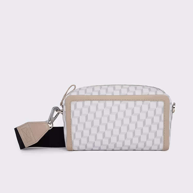 pierre hardy SAC MAXI CUBE BOX Toile enduite Cube blanche et cuir de chevreau grainé blanc