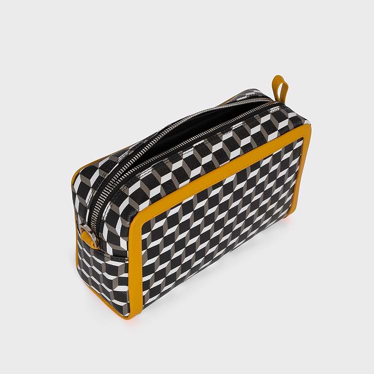 Pierre Hardy SAC MAXI CUBE BOX Toile Enduite Cube Et Cuir De Veau Jaune