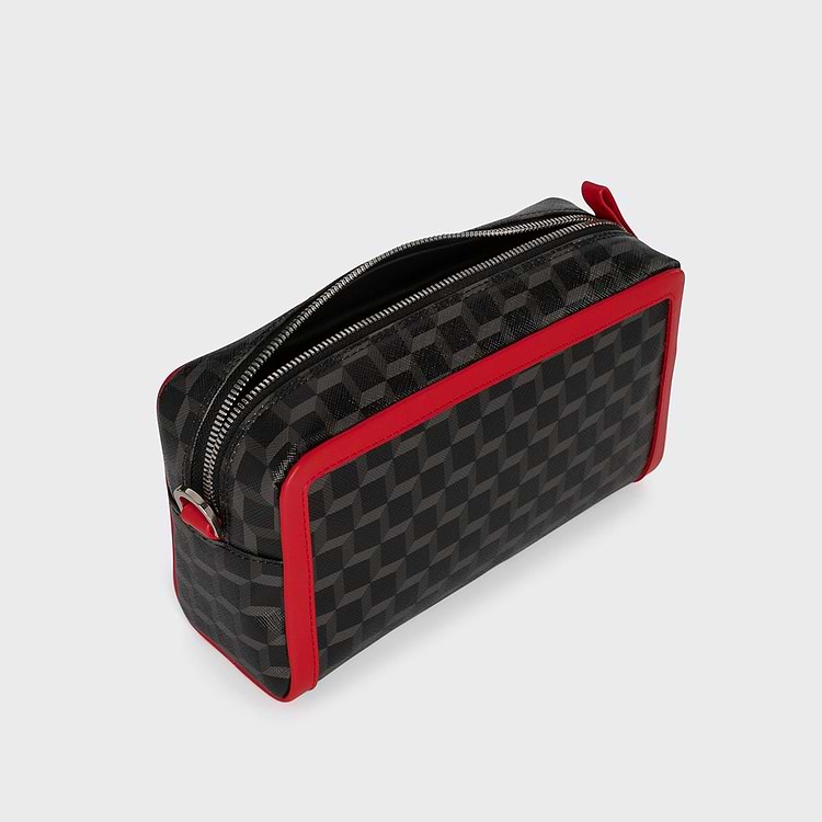Pierre Hardy SAC MAXI CUBE BOX Toile Enduite Cube Noir Et Cuir De Veau Rouge
