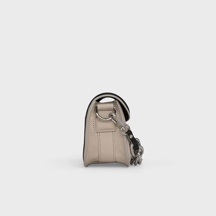 Pierre Hardy SAC MICRO ALPHAVILLE Cuir De Chevreau Grainé Blanc Cassé Noir Et Cappuccino