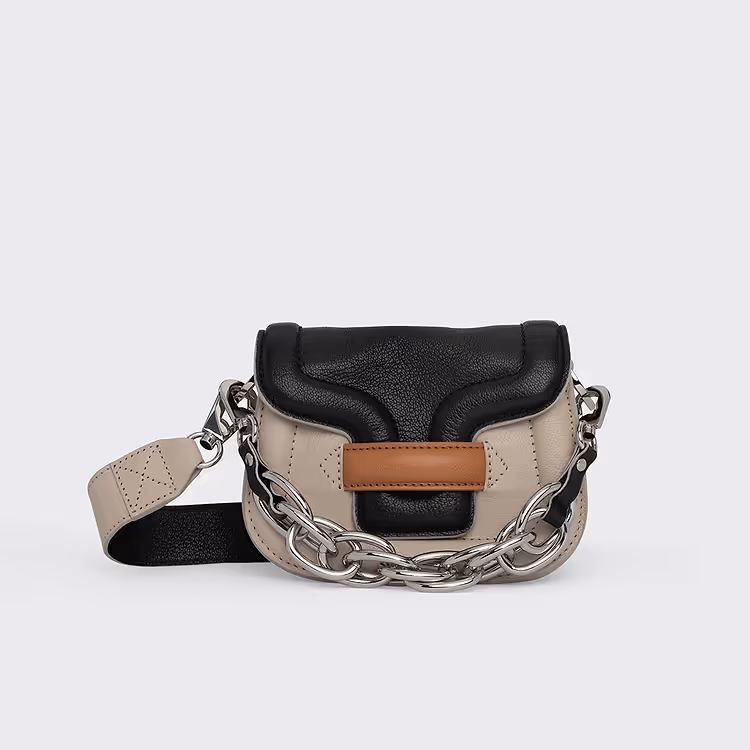 pierre hardy SAC MICRO ALPHAVILLE Cuir de chevreau grainé blanc cassé noir et cappuccino