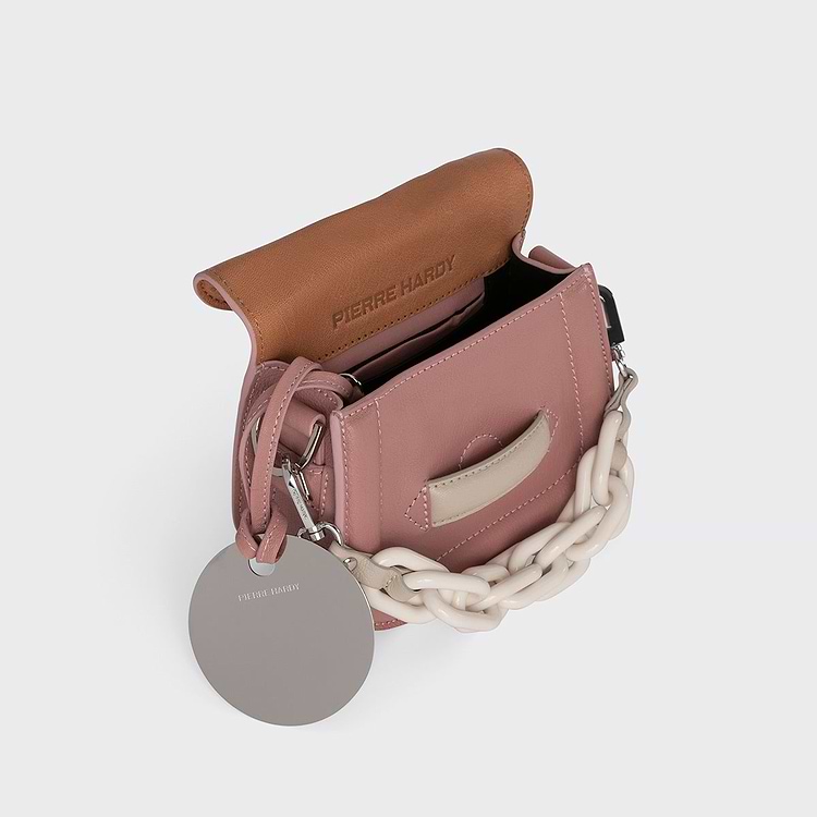 Pierre Hardy SAC MICRO ALPHAVILLE Cuir De Chevreau Grainé Rose Blush & Cappuccino