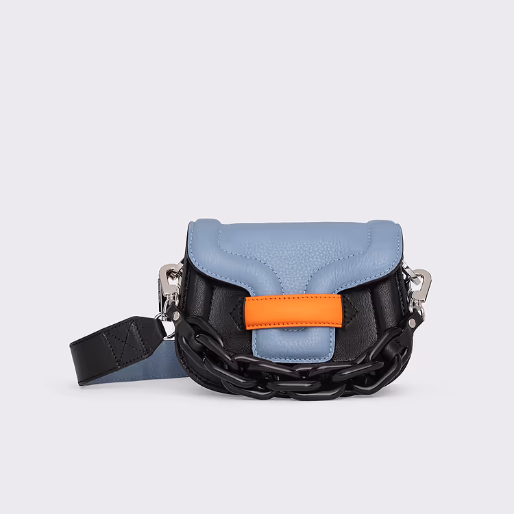 pierre hardy SAC MICRO ALPHAVILLE Cuir de veau grainé bleu ciel et cuir de chevreau grainé noir