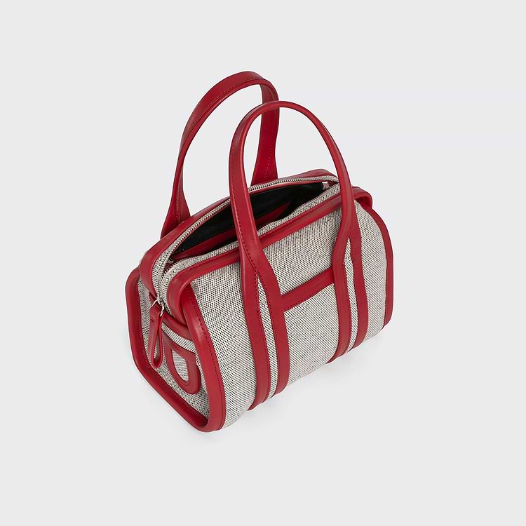 Pierre Hardy SAC MICRO CAB Toile De Coton Bio Mélangé Lin Et Ganses En Cuir De Veau Rouge