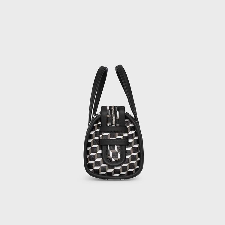 Pierre Hardy SAC MICRO CAB Toile Enduite Cube Perspective Et Ganses En Cuir De Veau Noir