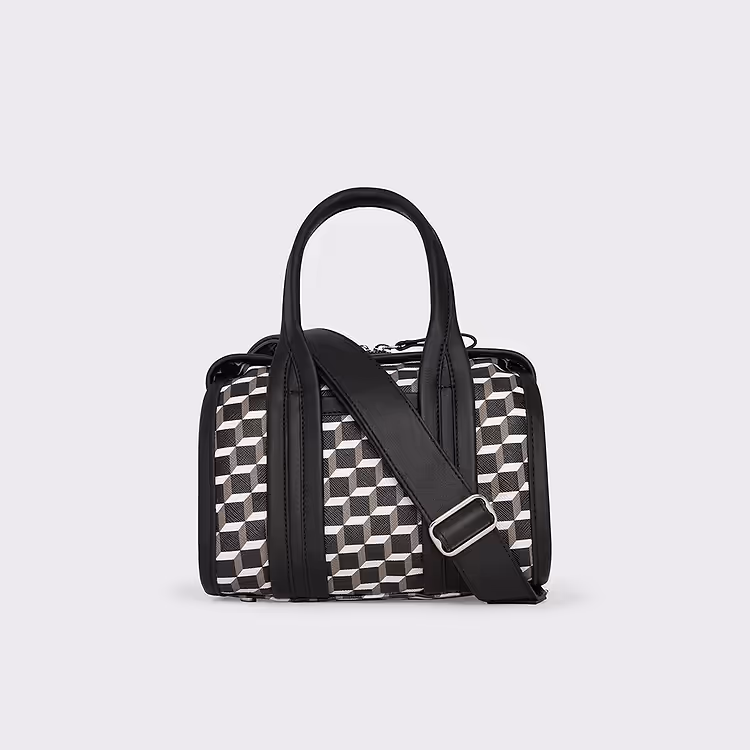 pierre hardy SAC MICRO CAB Toile enduite Cube Perspective et ganses en cuir de veau noir